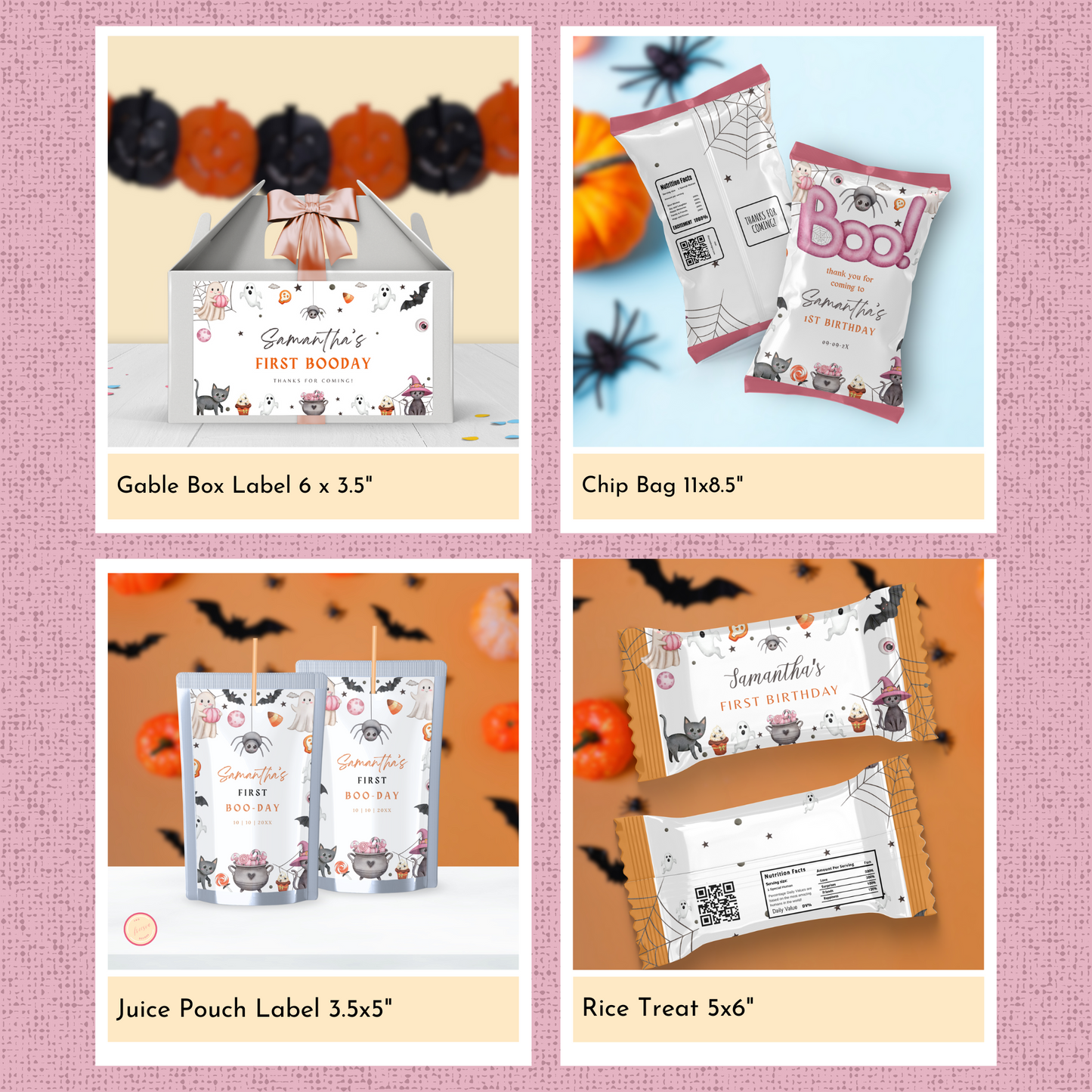 Halloween 1st Birthday Template Bundle