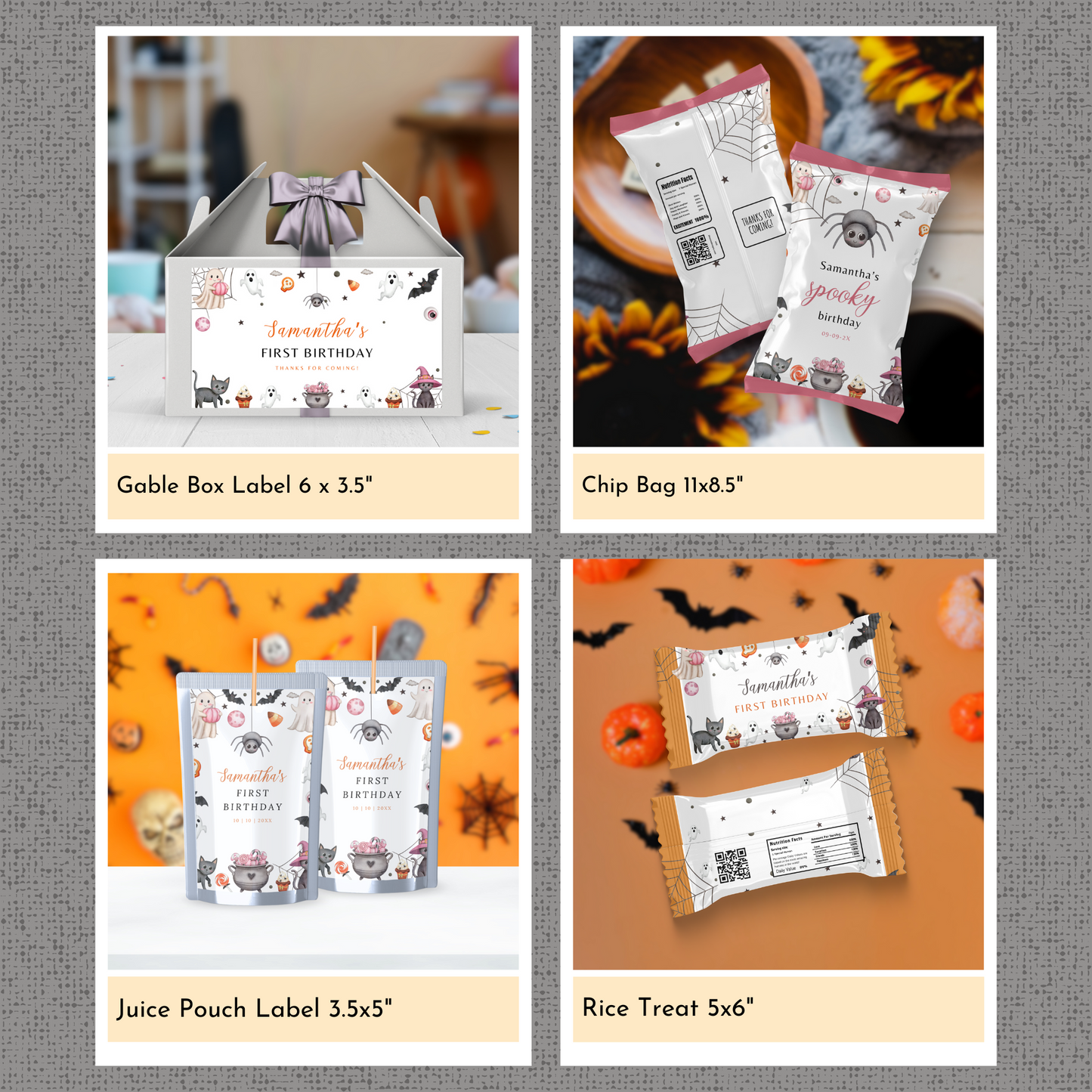 Halloween 1st Birthday Template Bundle #3