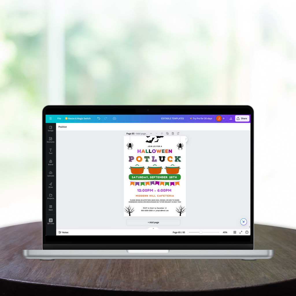 Halloween Potluck Flyer and Sign Up Sheet Template
