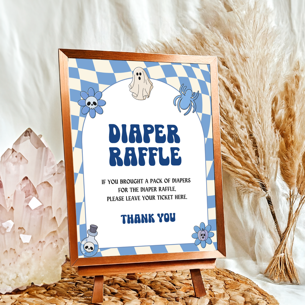 Halloween Baby Shower Table Sign | Blue