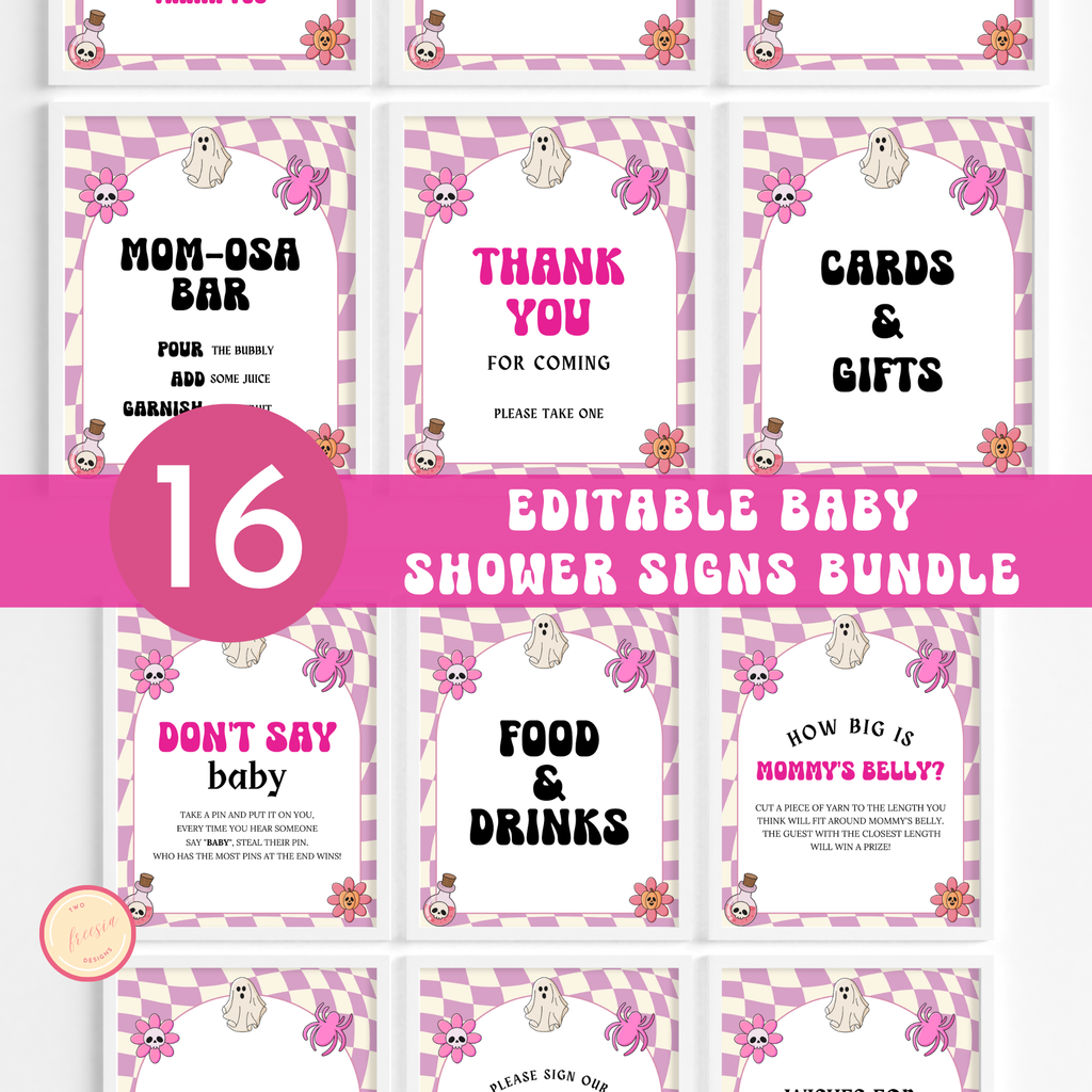Halloween Baby Shower Table Sign | Pink
