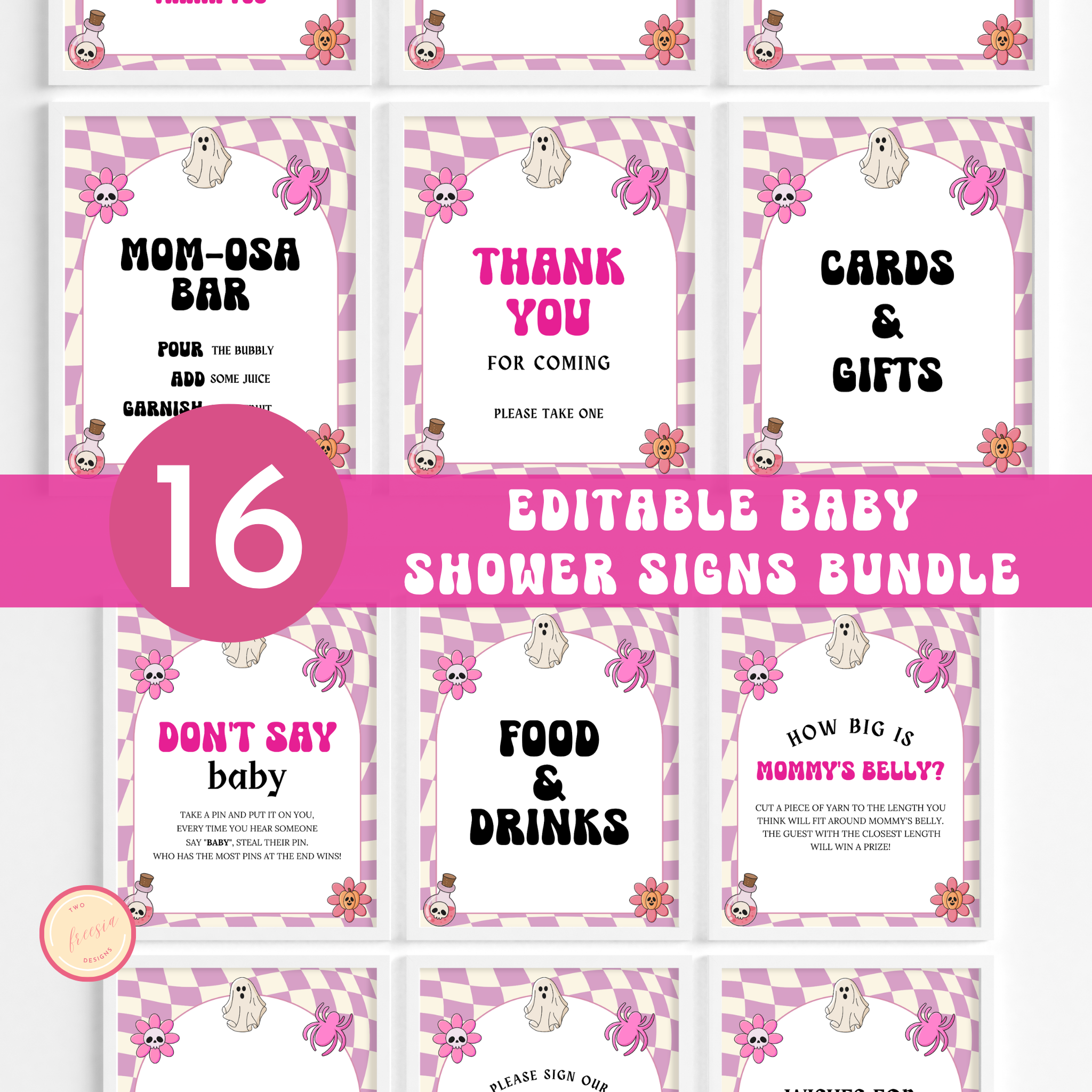 Halloween Baby Shower Table Sign | Pink