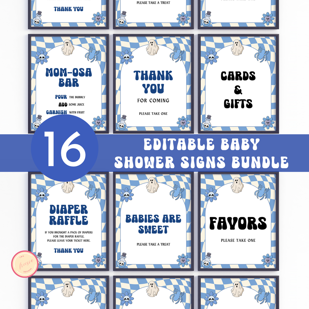 Halloween Baby Shower Table Sign | Blue