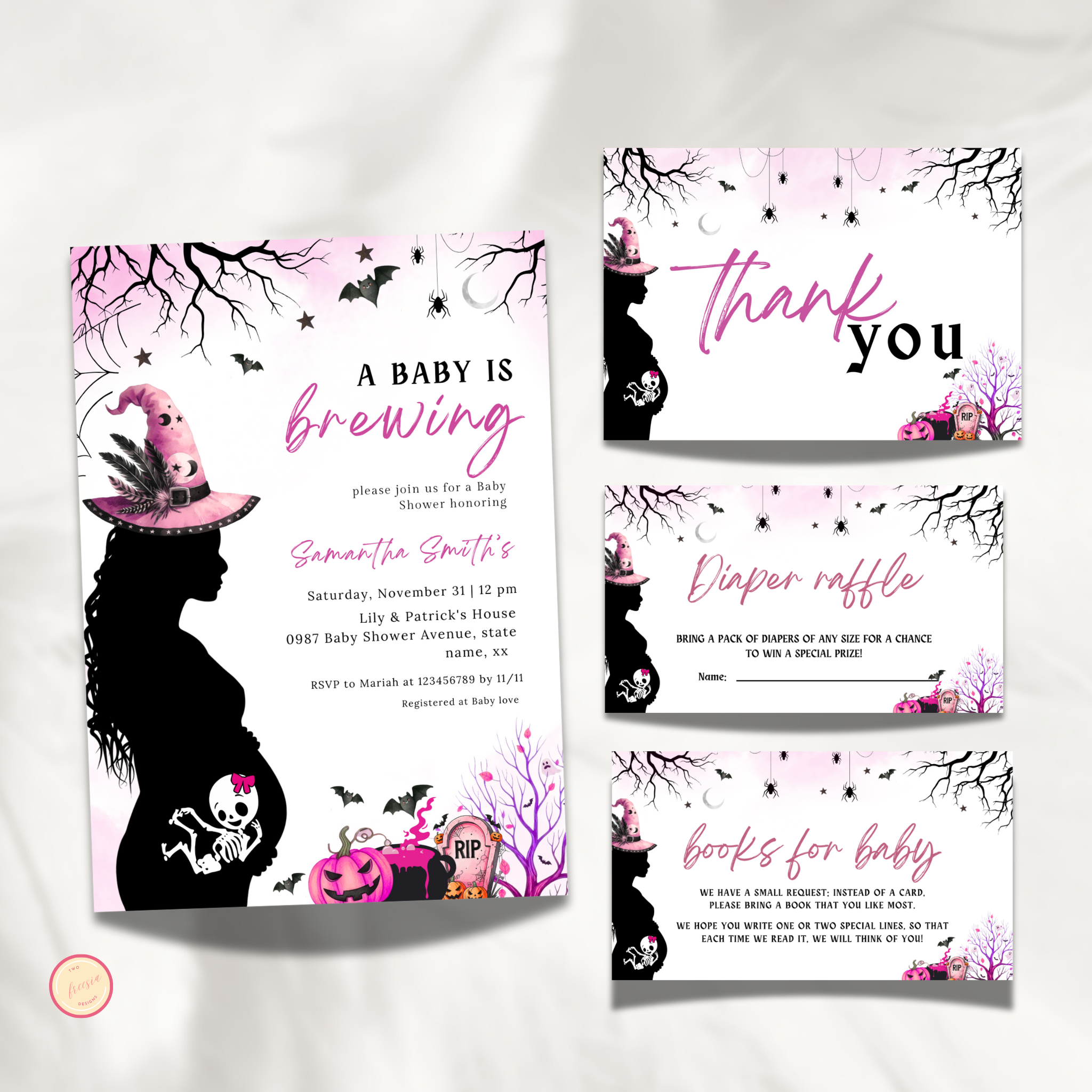 Halloween Baby Shower Invitation Set | A Baby is Brewing