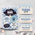 Little Boo Shower Invitation Bundle - Blue Retro