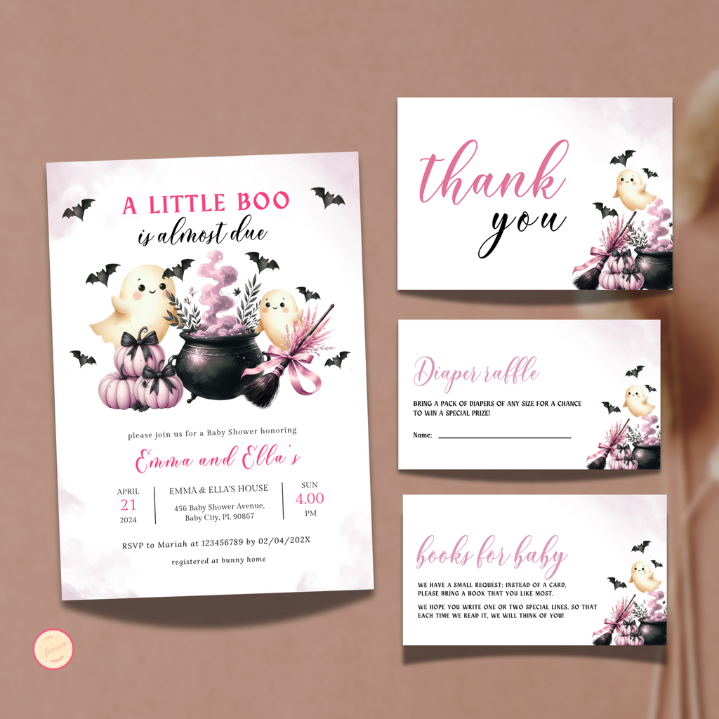 Halloween Baby Shower Invitation Set | A Baby is Due