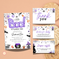 Halloween Boo Baby Shower Invitation Set | Purple