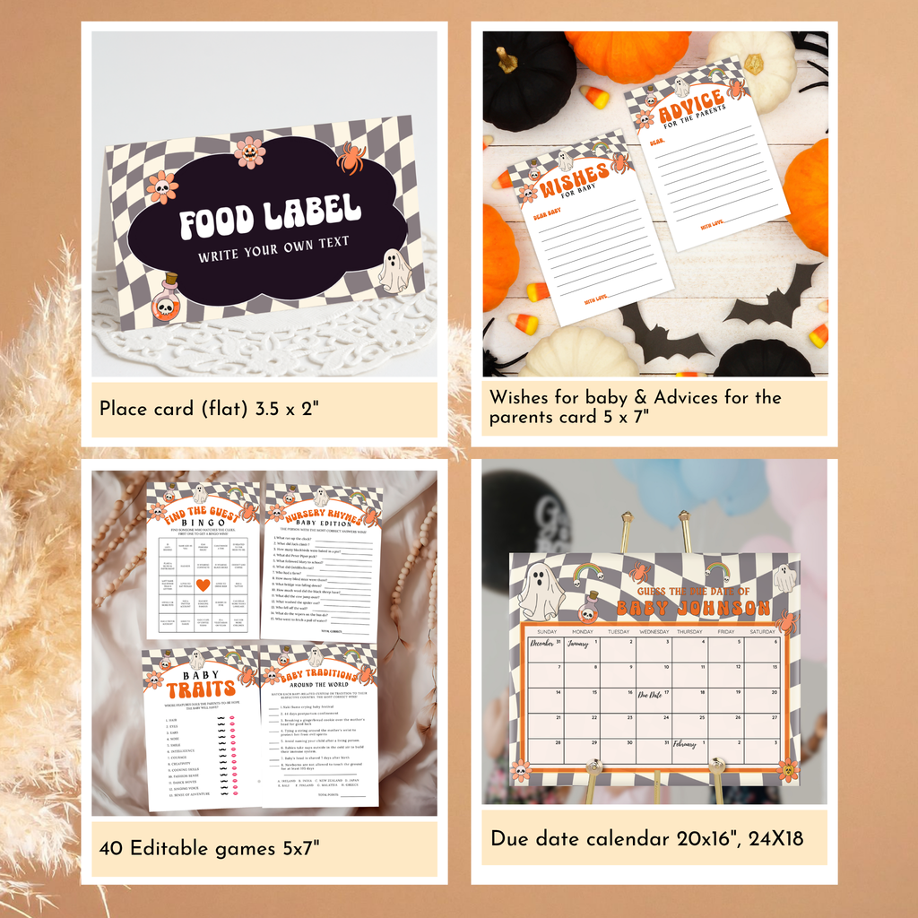 Retro Halloween Baby Shower Bundle