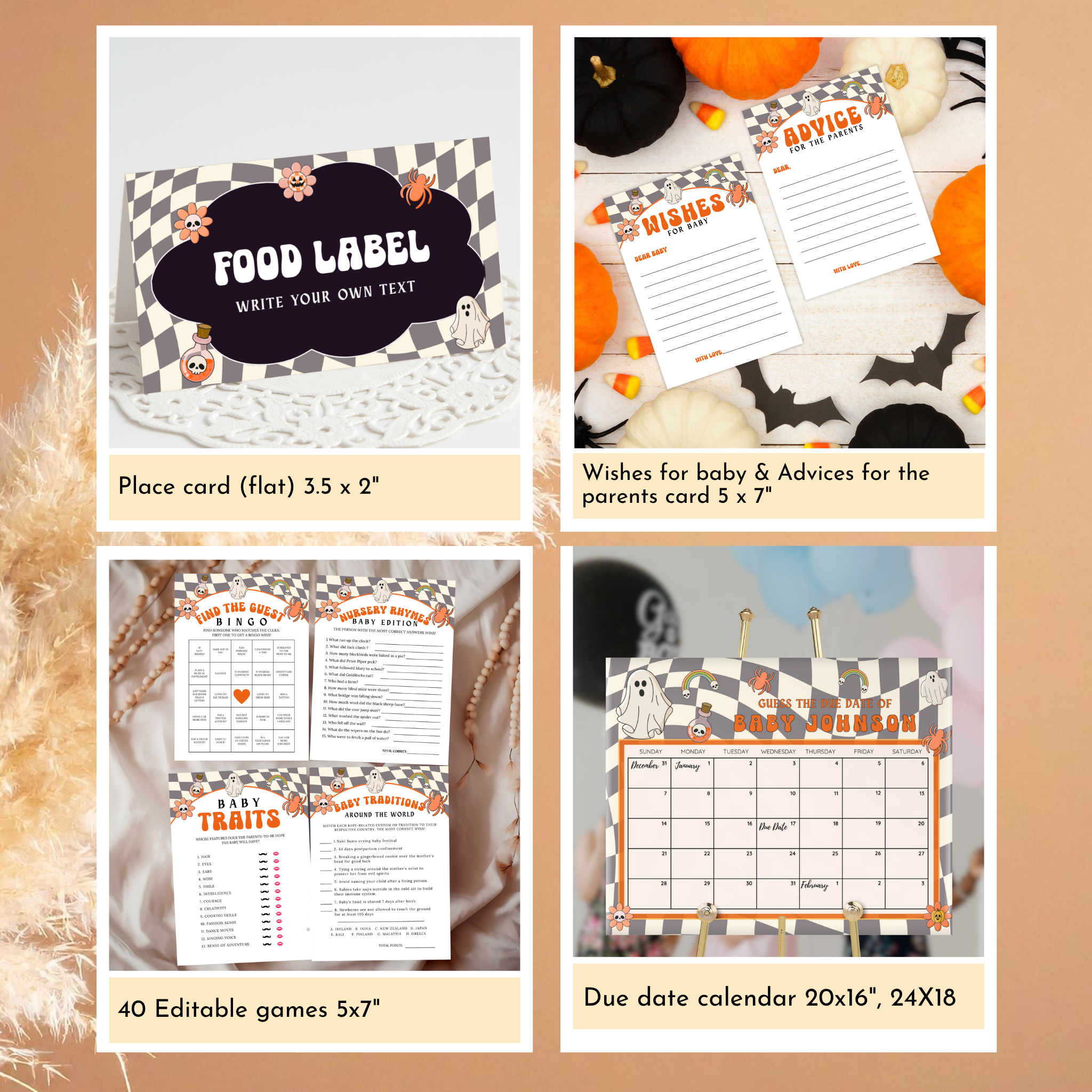 Retro Halloween Baby Shower Bundle