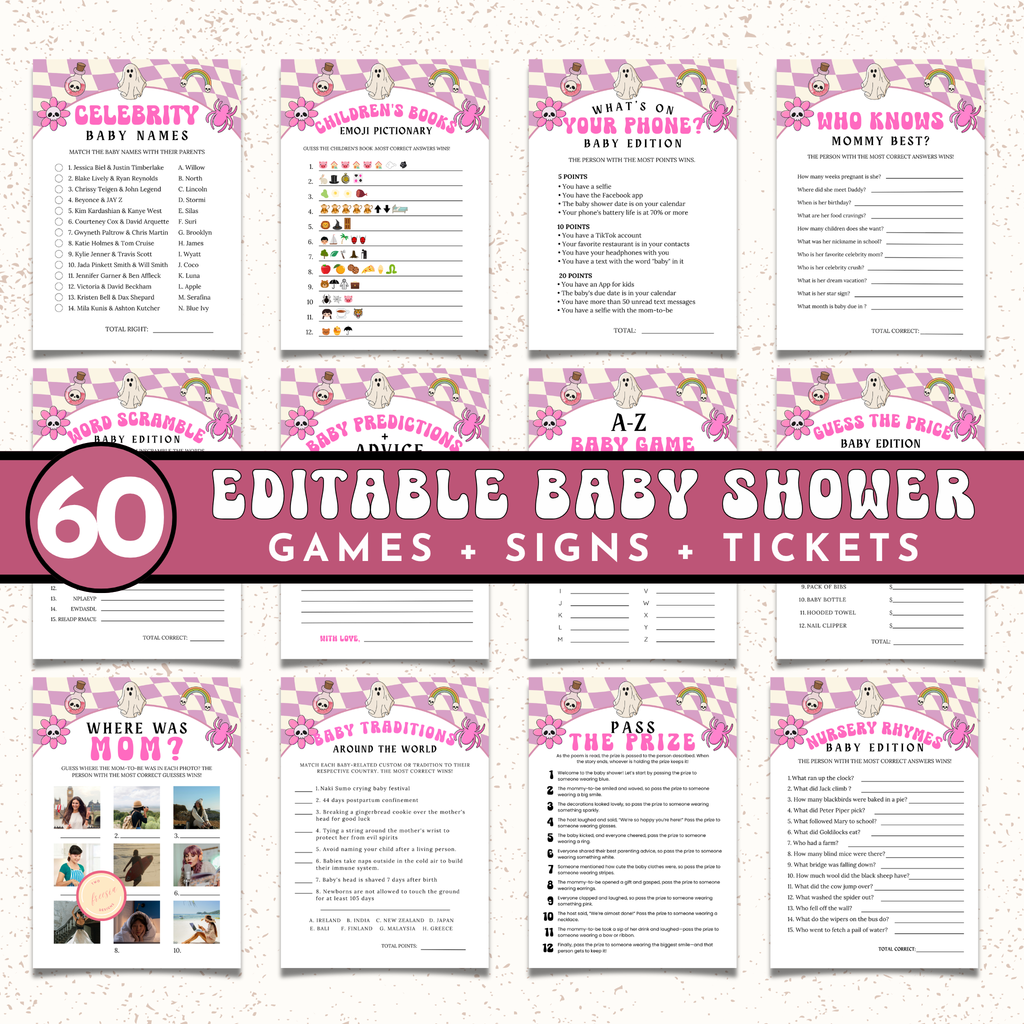 Halloween Baby Shower Games and Signage Bundle