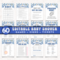 Halloween Baby Shower Games and Signage Bundle | Blue