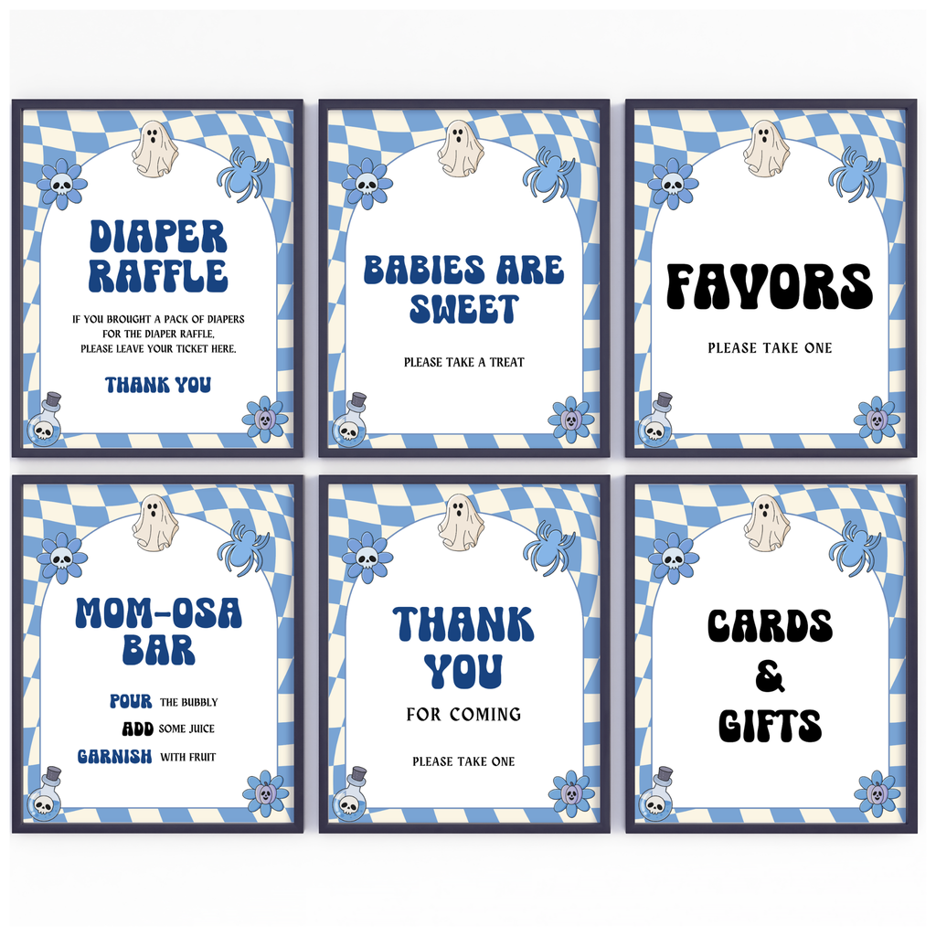 Retro Halloween Baby Shower Bundle | Blue