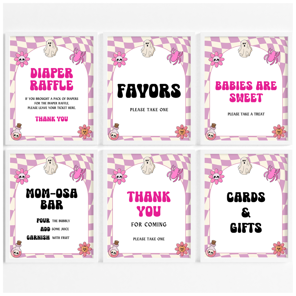 Retro Halloween Baby Shower Bundle | Pink