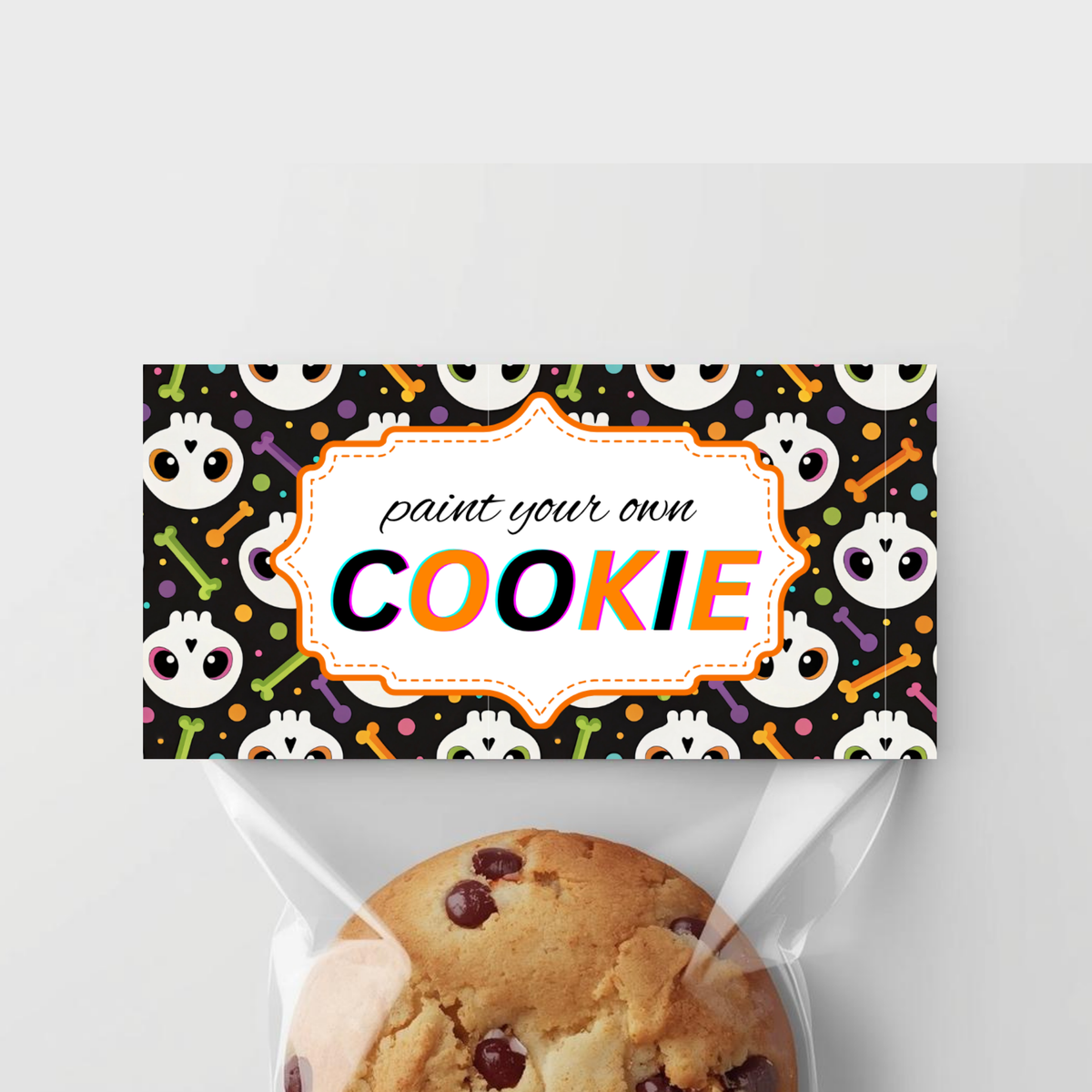 Halloween PYO Cookie Bag Topper - Skull