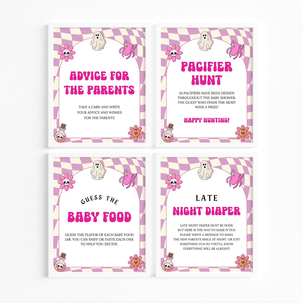 Halloween Baby Shower Table Sign | Pink