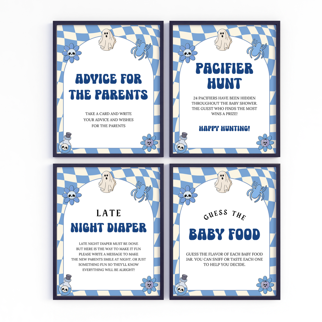 Halloween Baby Shower Table Sign | Blue