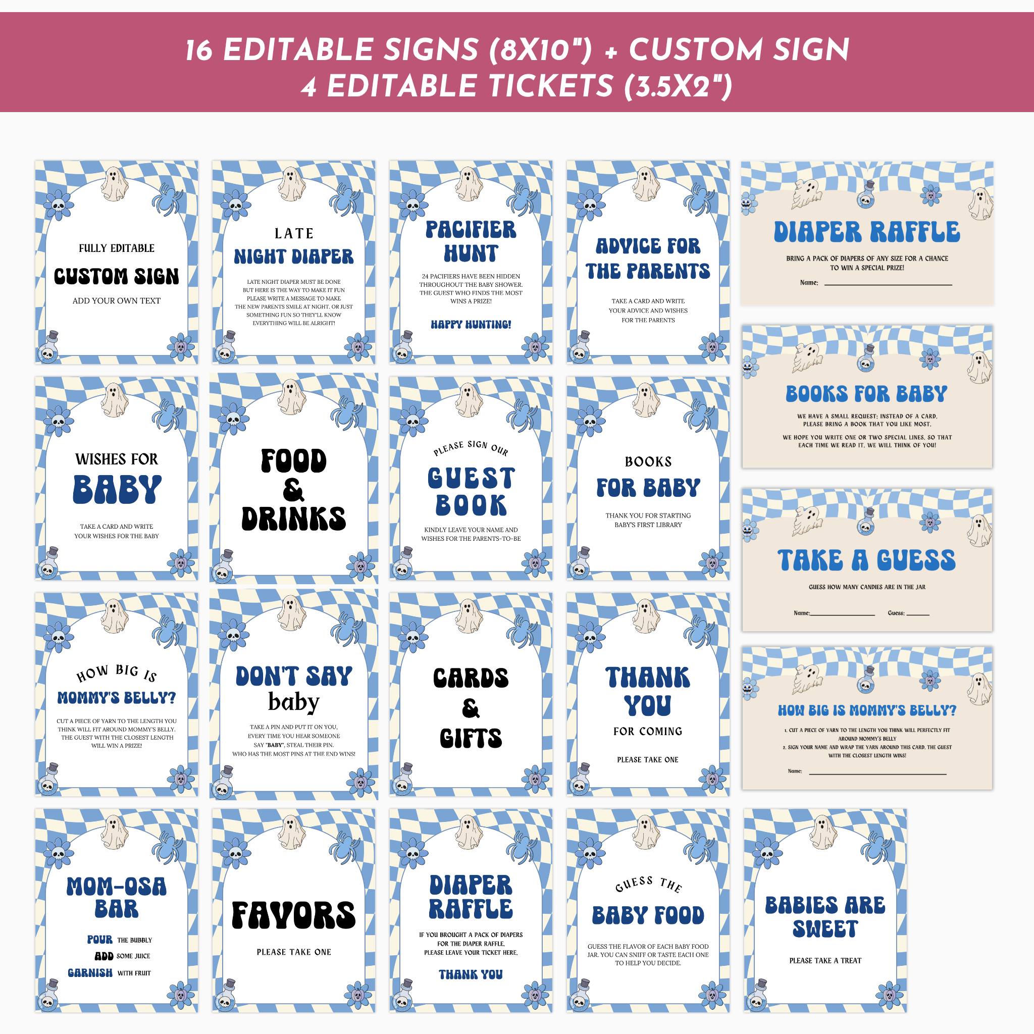 Halloween Baby Shower Table Sign | Blue