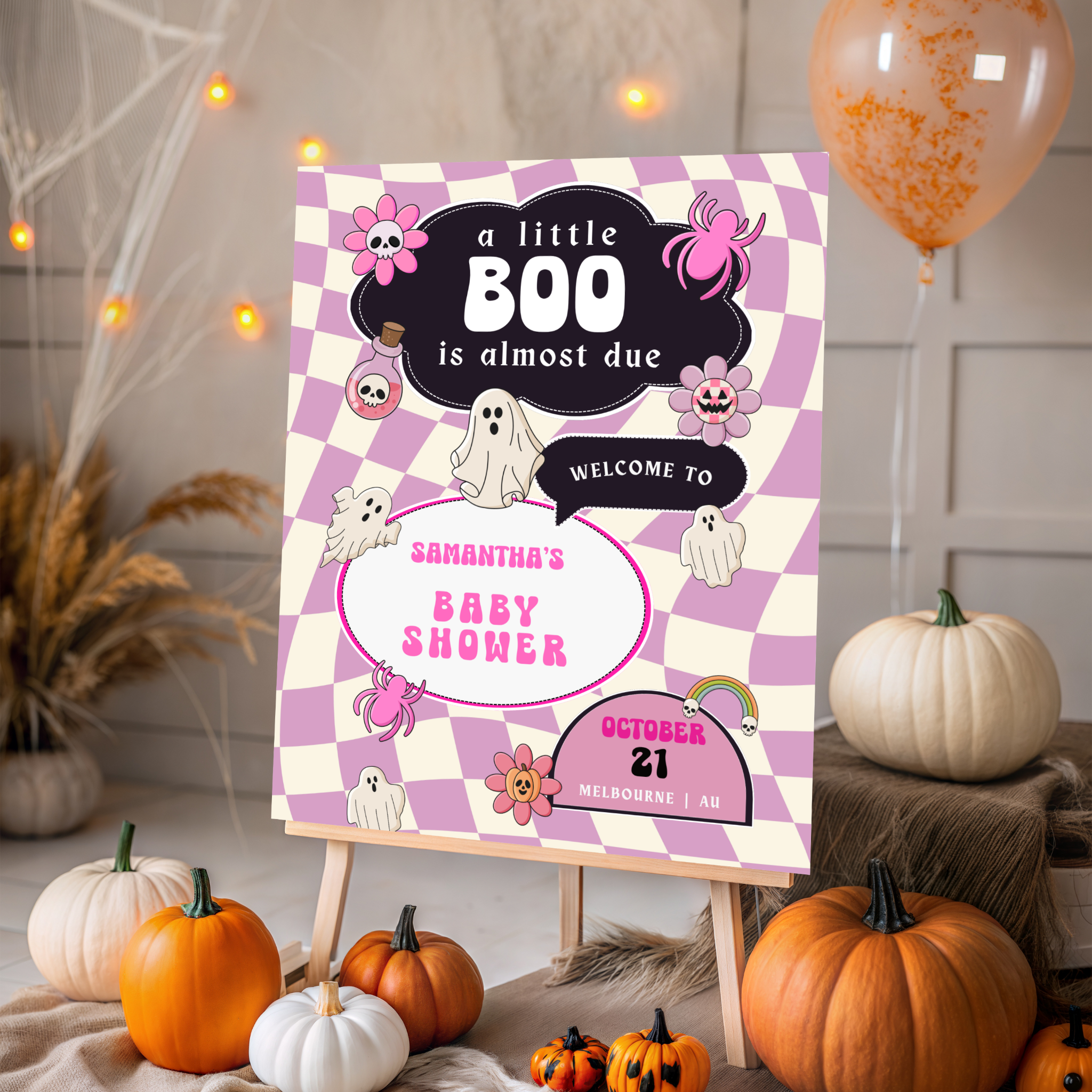 Retro Halloween Baby Shower Bundle | Pink