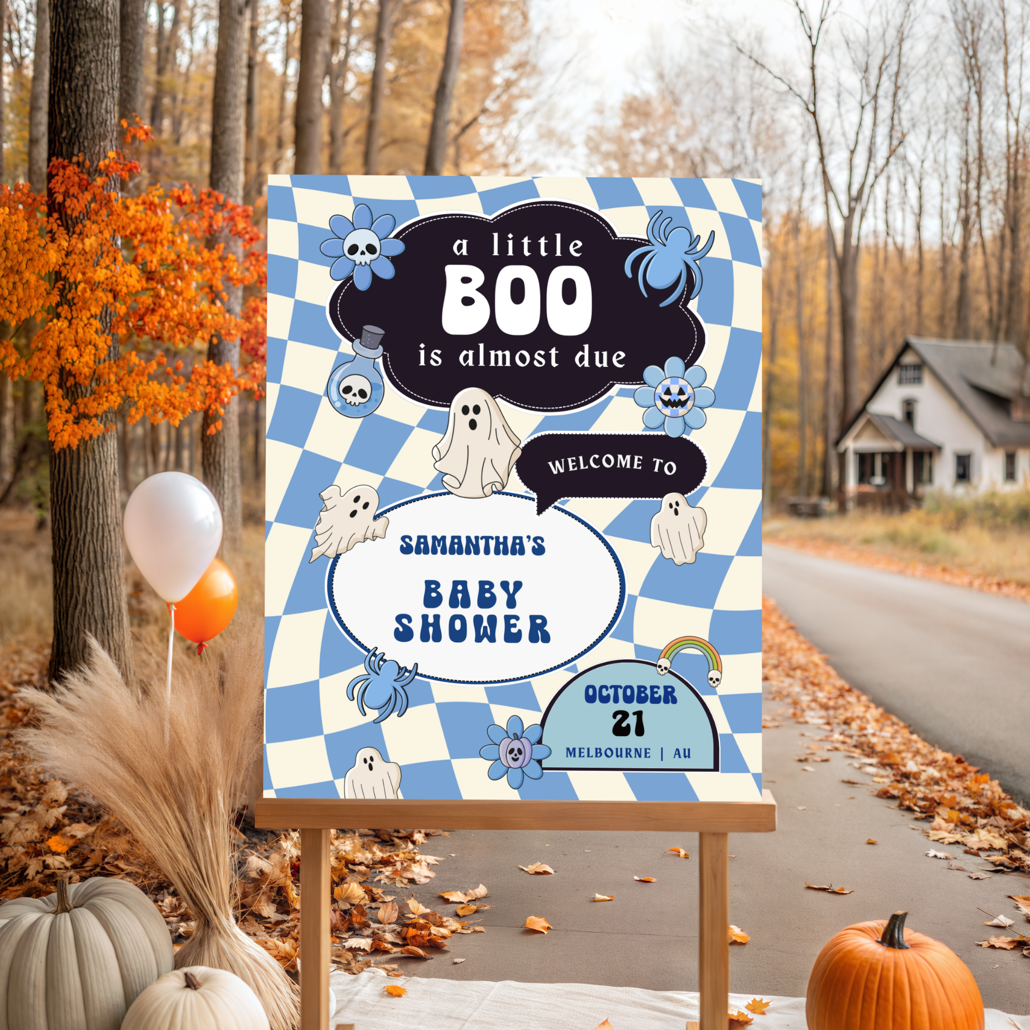 Retro Halloween Baby Shower Bundle | Blue