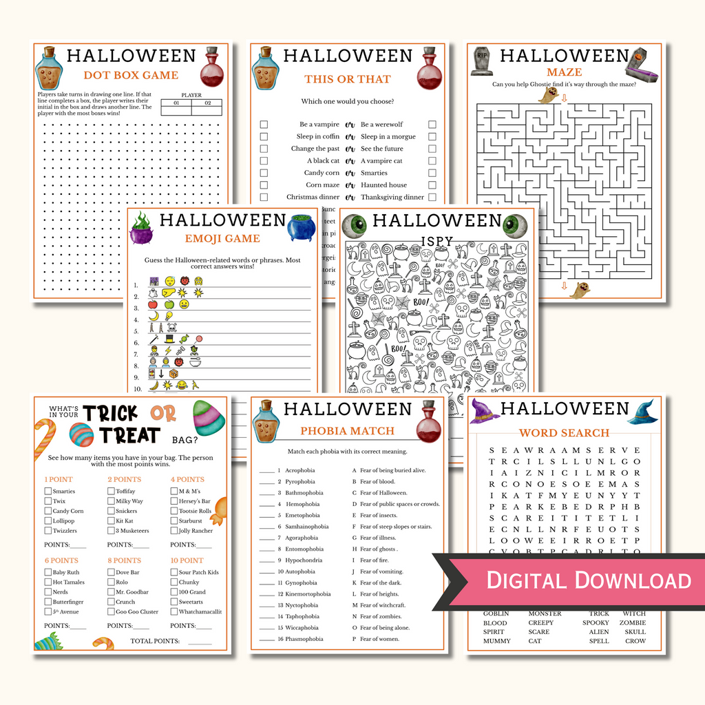 Halloween Party Games - 16 Printable Games