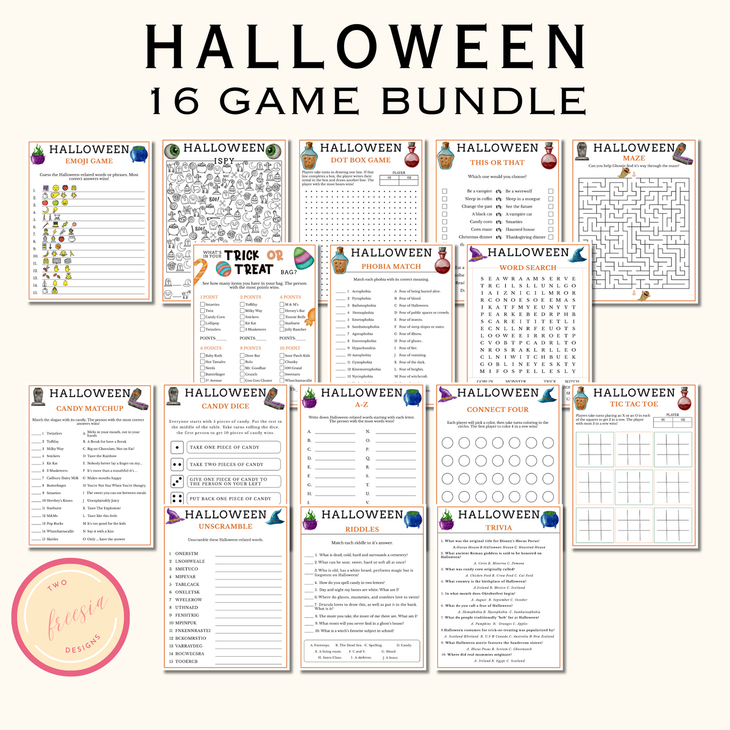 Halloween Party Games - 16 Printable Games