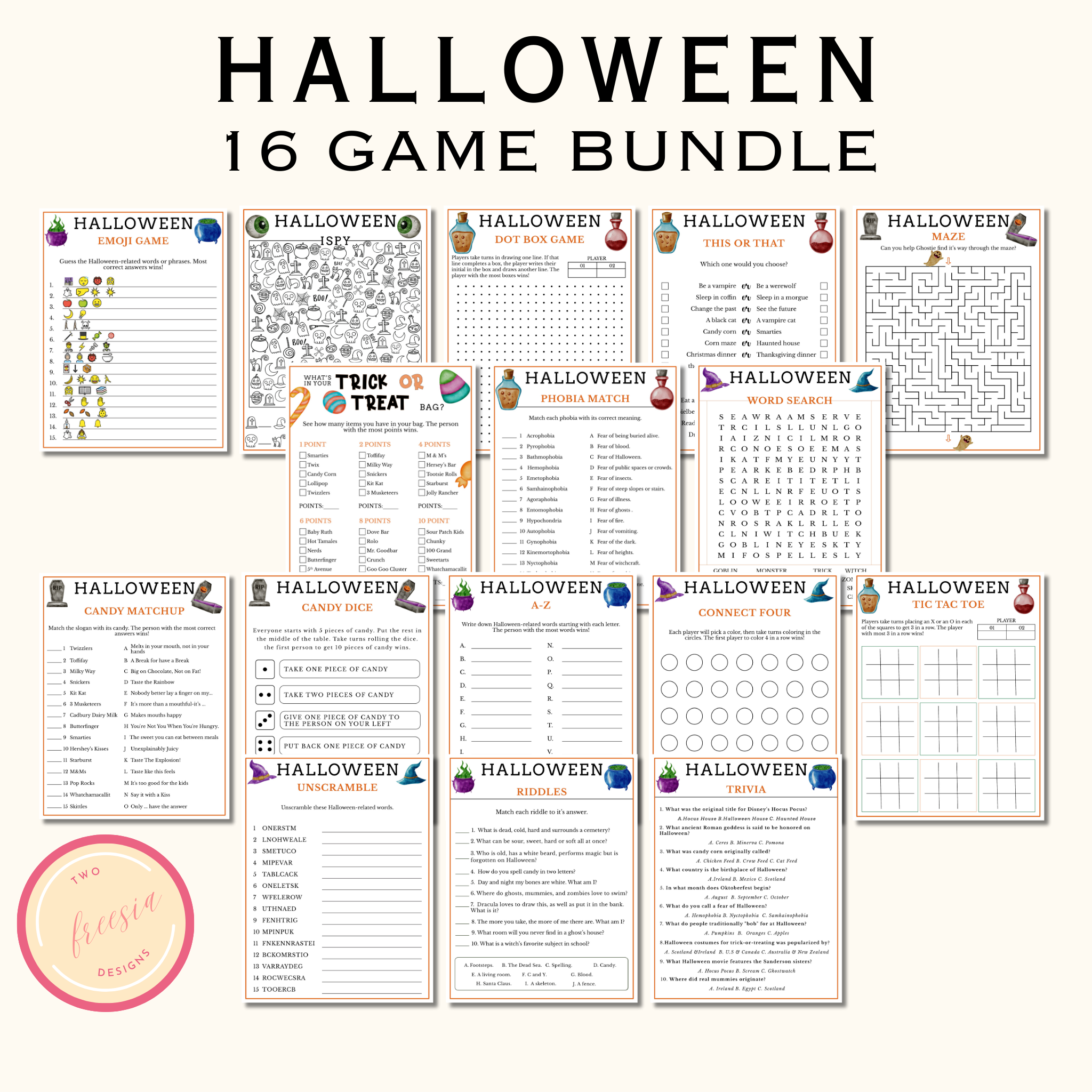 Halloween Party Games - 16 Printable Games