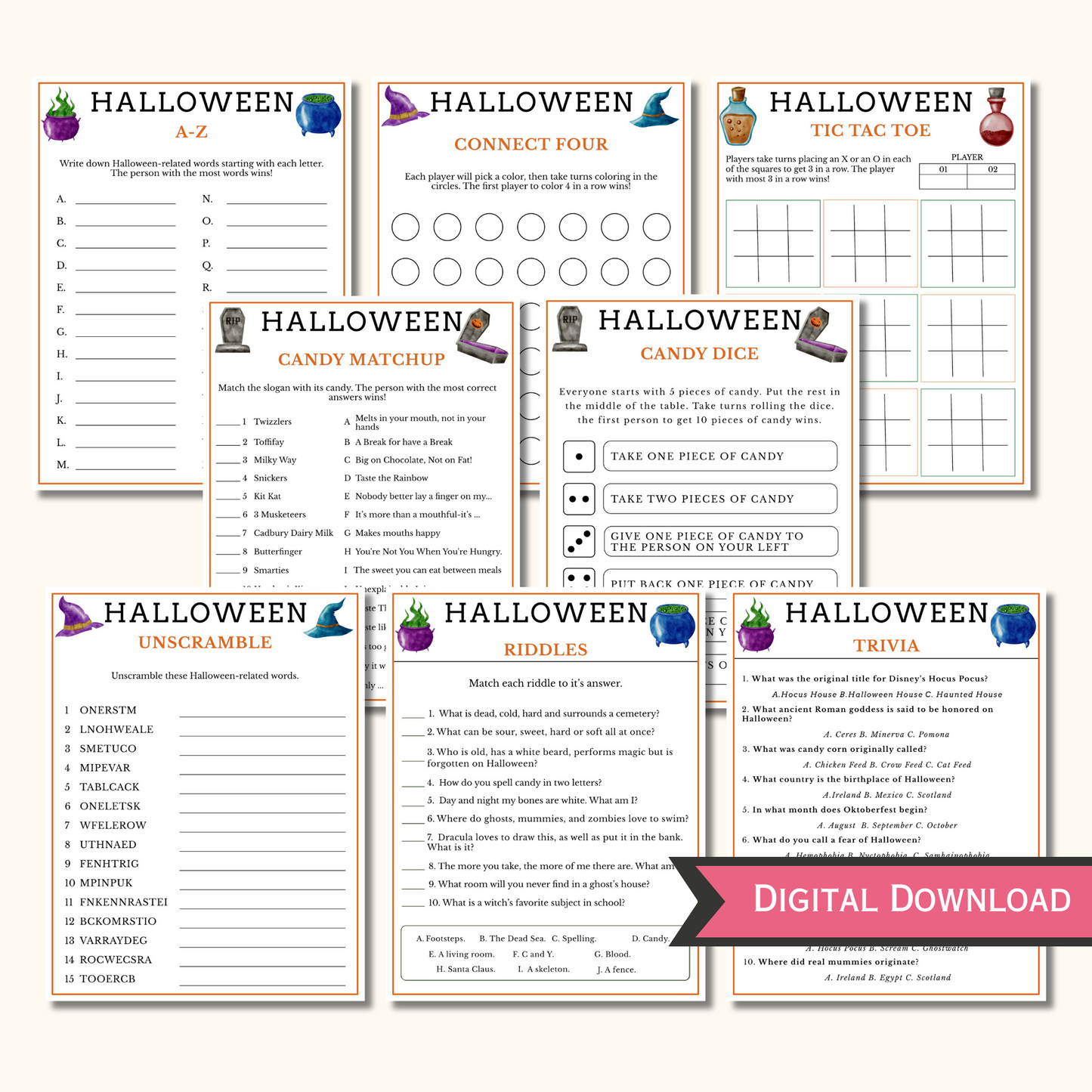 Halloween Party Games - 16 Printable Games