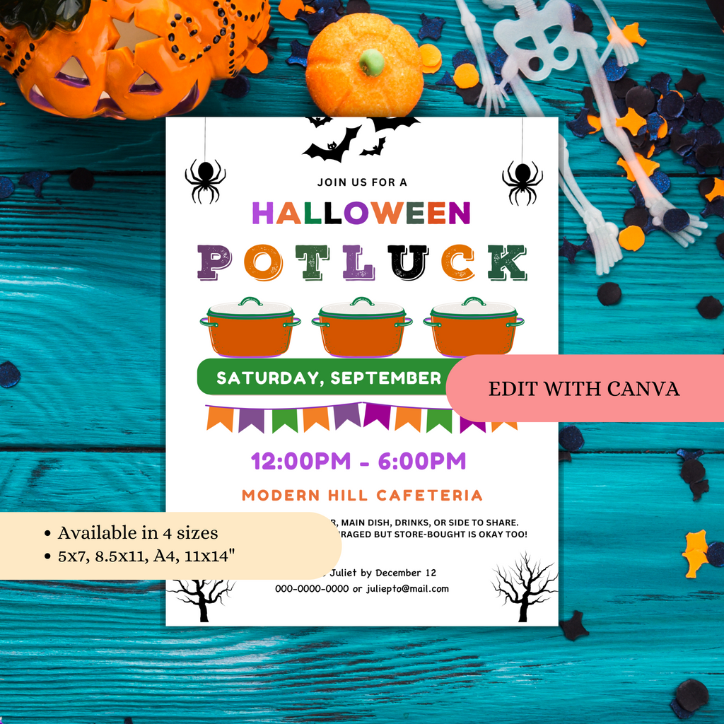 Halloween Potluck Flyer and Sign Up Sheet Template