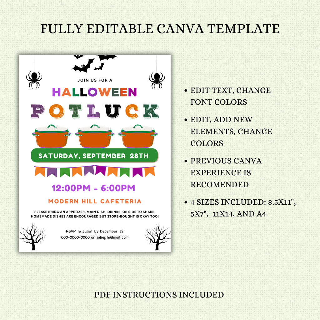 Halloween Potluck Flyer and Sign Up Sheet Template