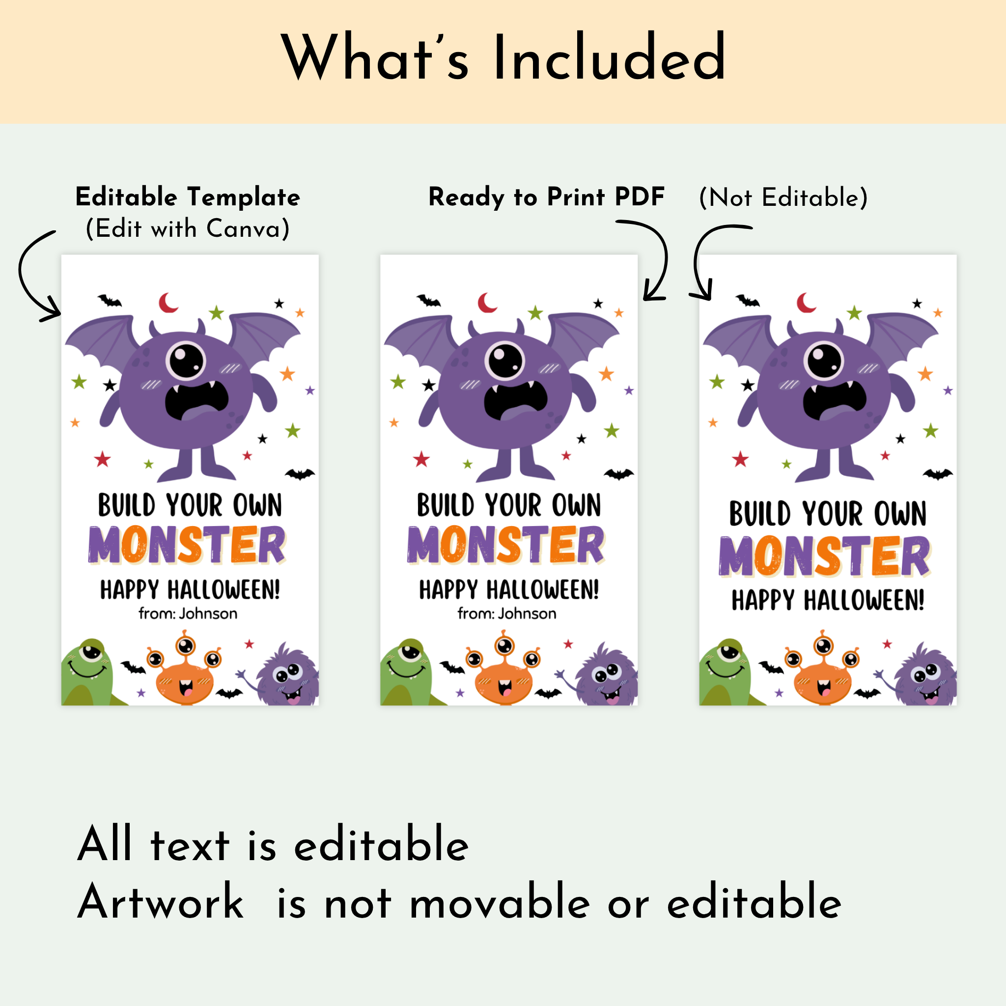 Build Your Own Monster Halloween Tag