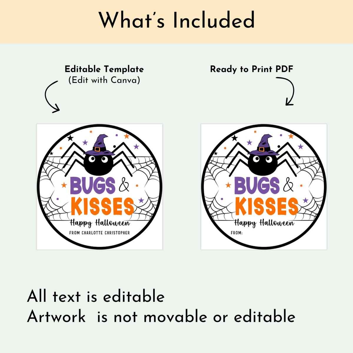 bugs and kisses tags halloween