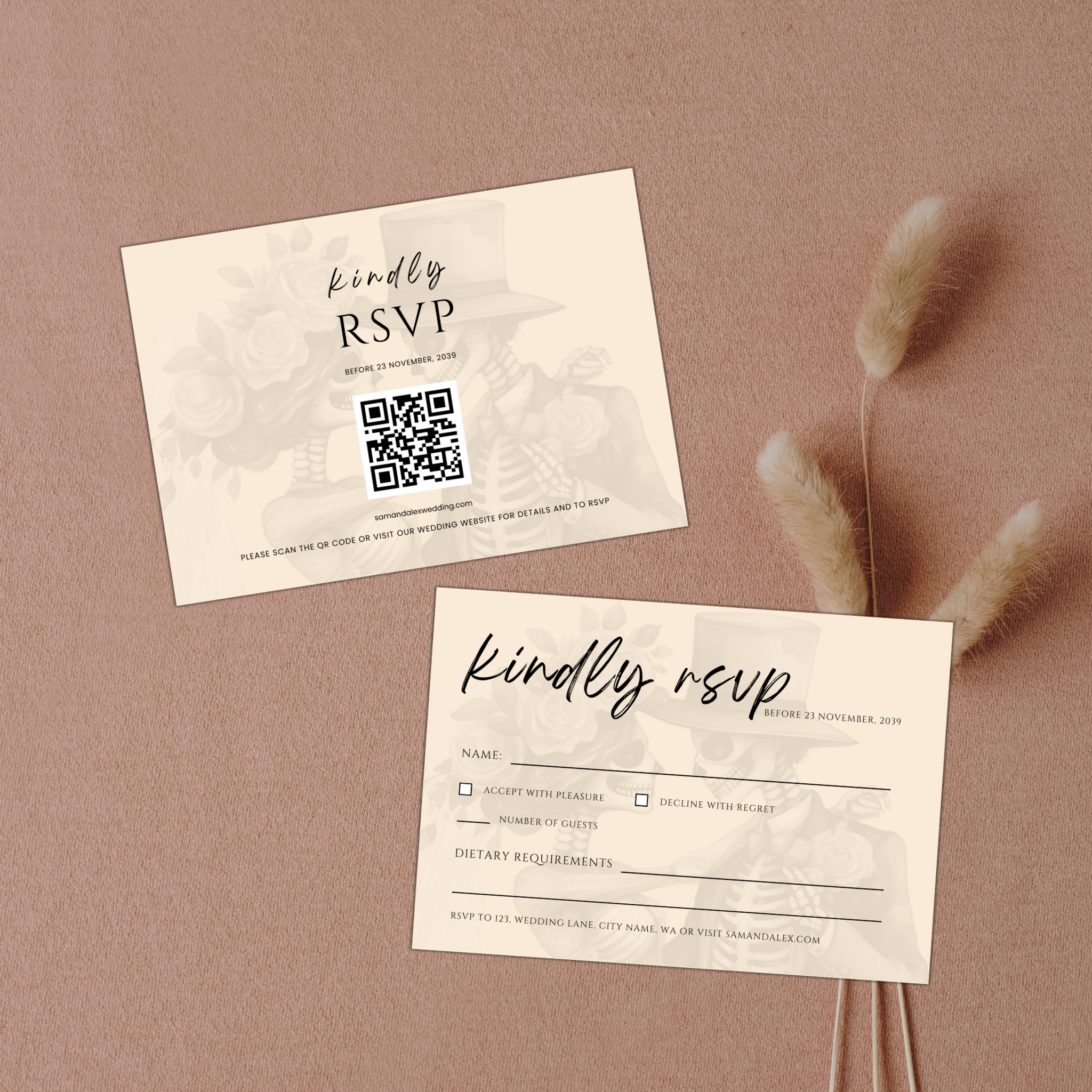 Halloween Gothic Wedding Invitation Set