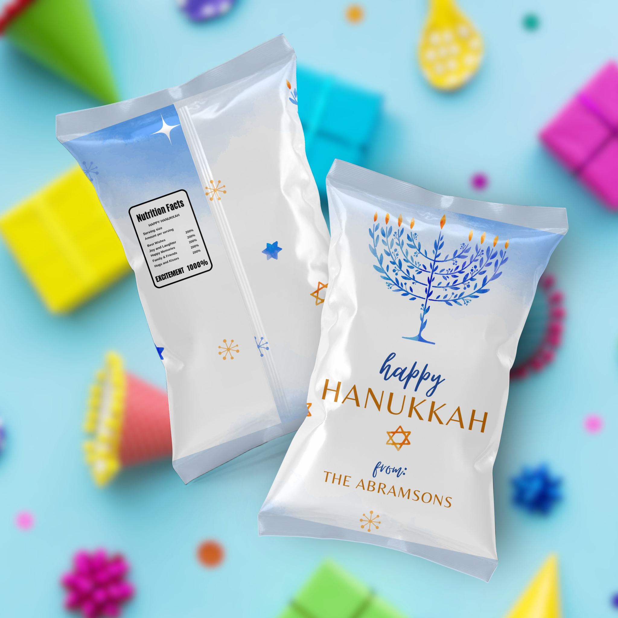 Happy Hanukkah Chip Bag Printable