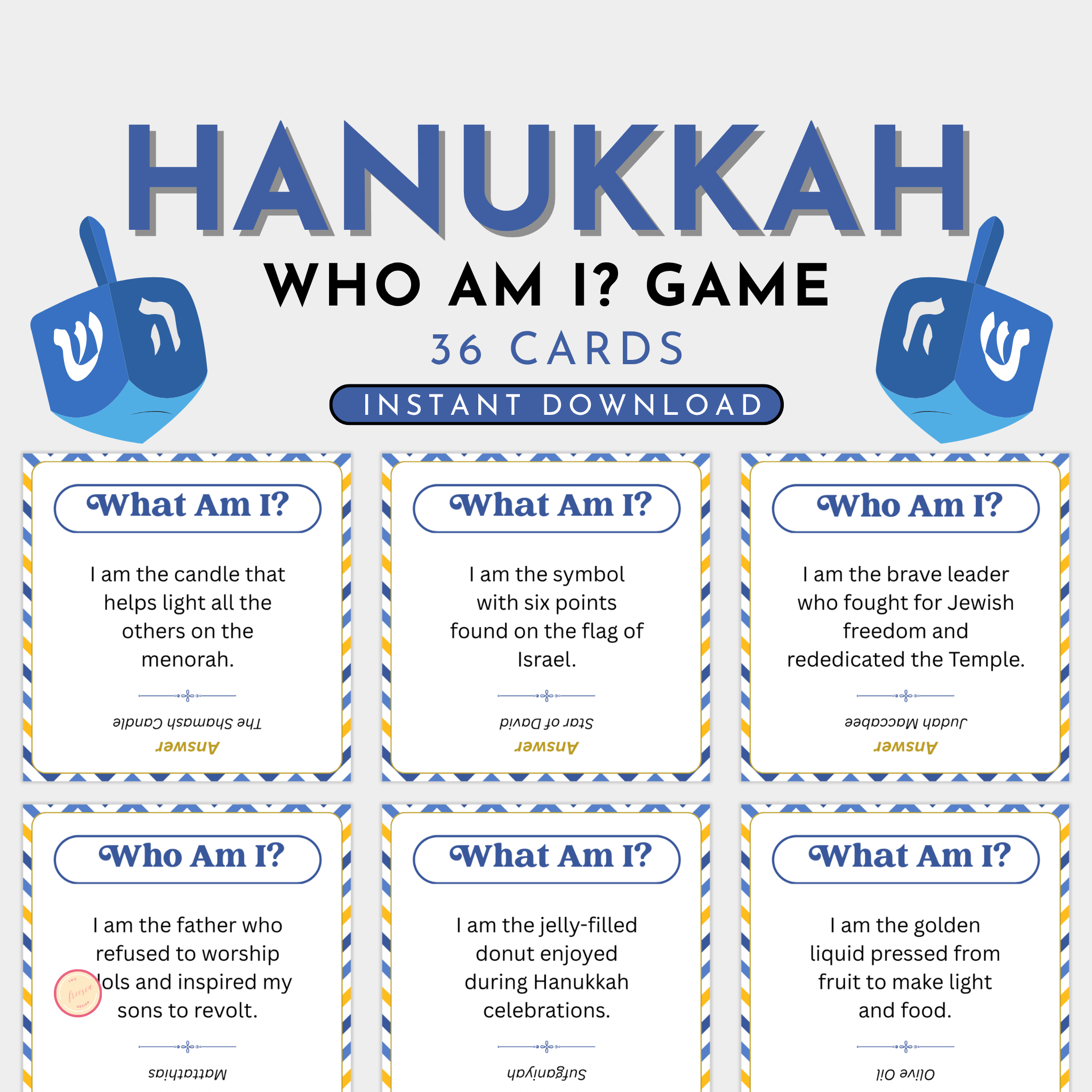 Hanukkah Who Am I Game
