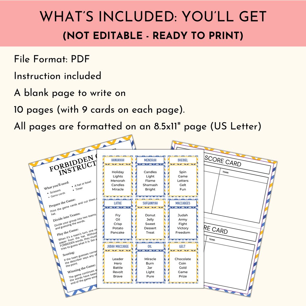 Hanukkah Forbidden Word Game