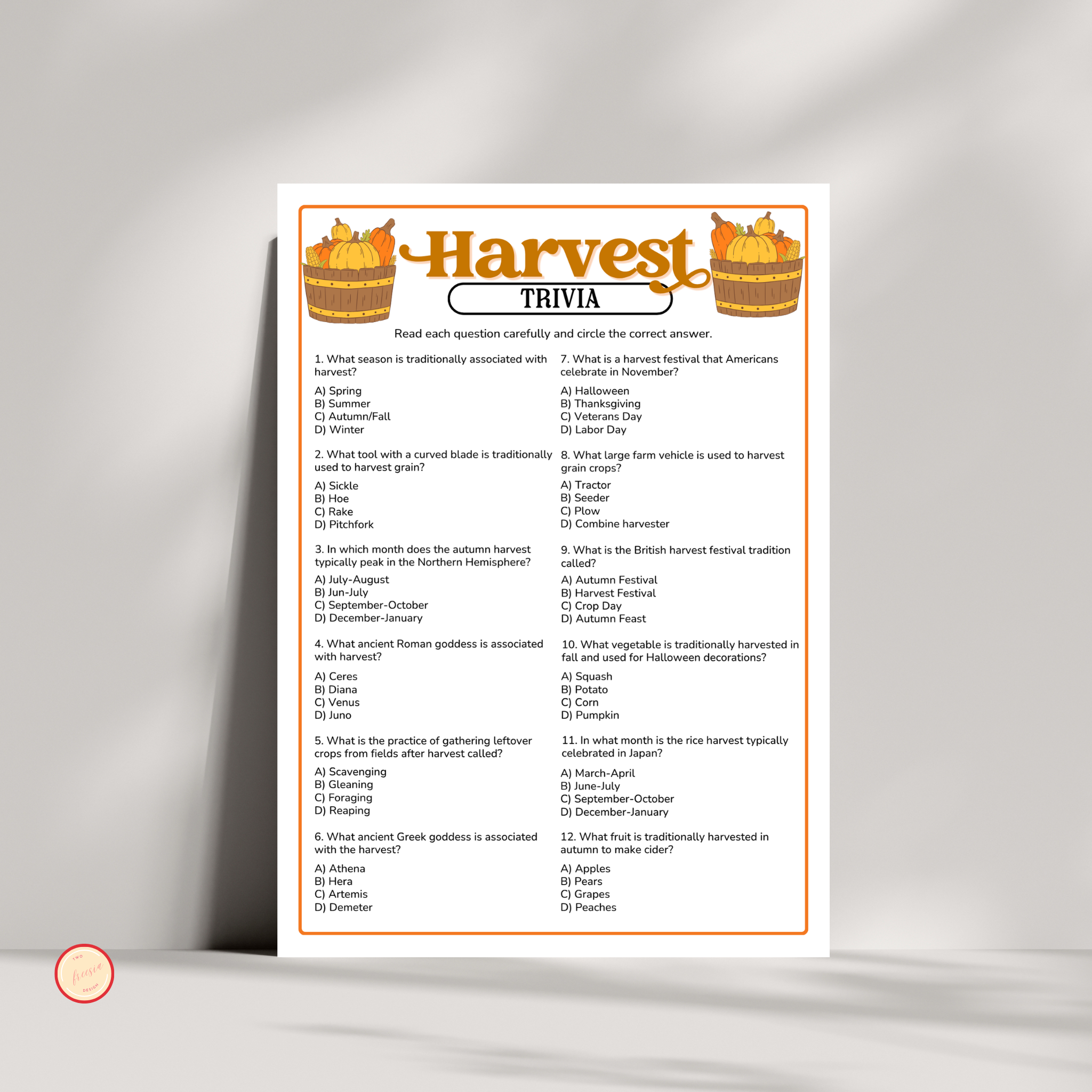 Harvest Trivia