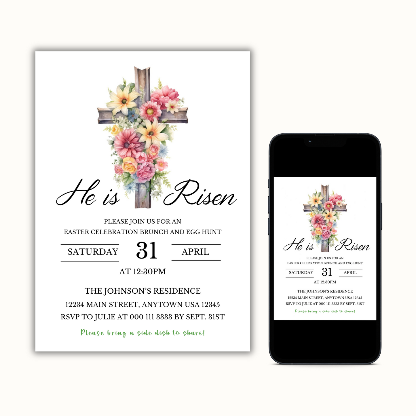 He is Risen Invite Template