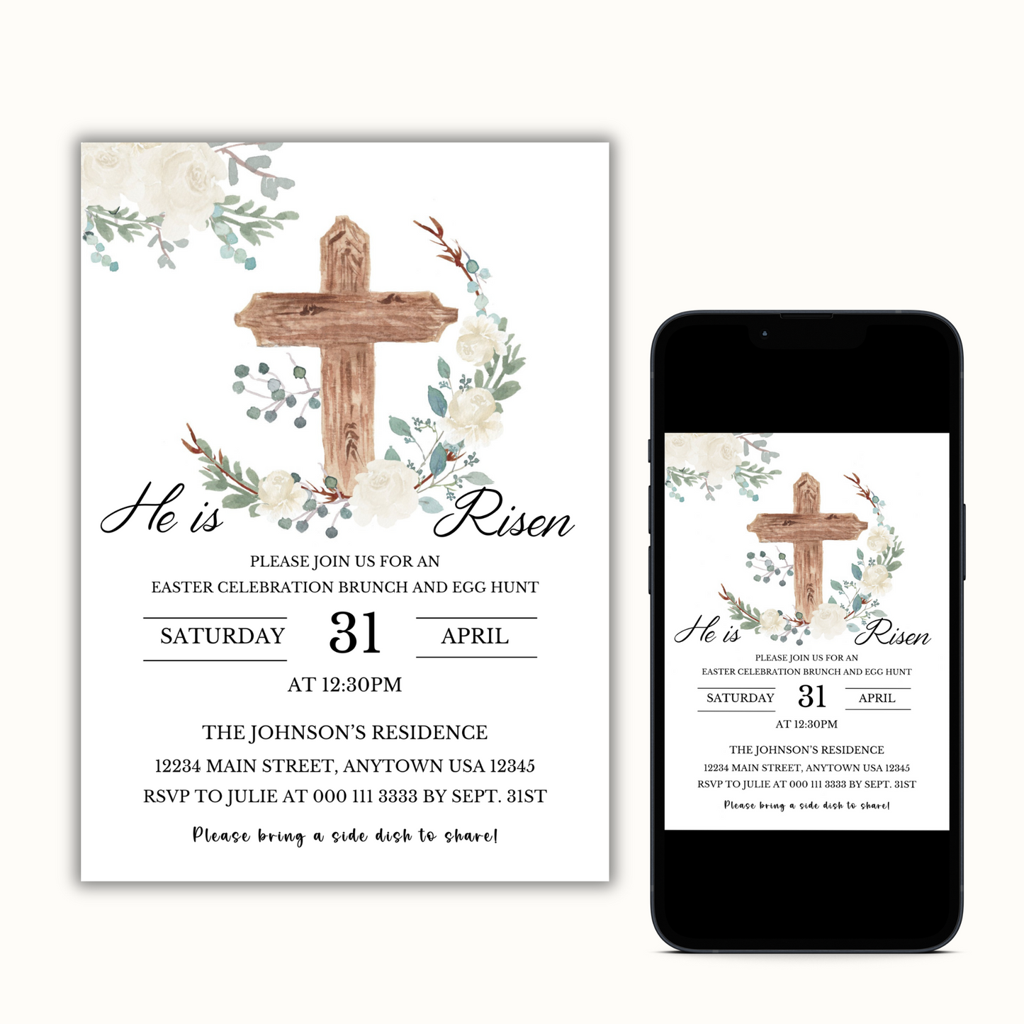 He is Risen Invitation Template