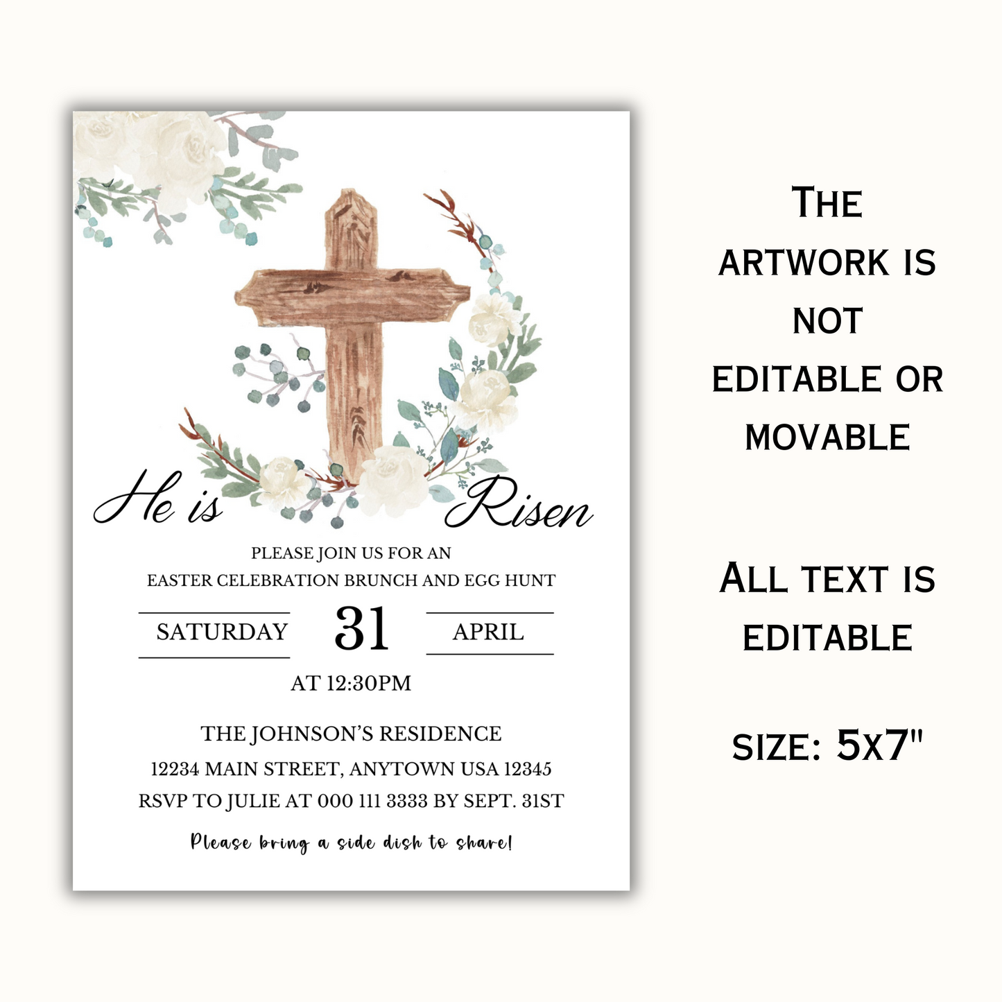 He is Risen Invitation Template