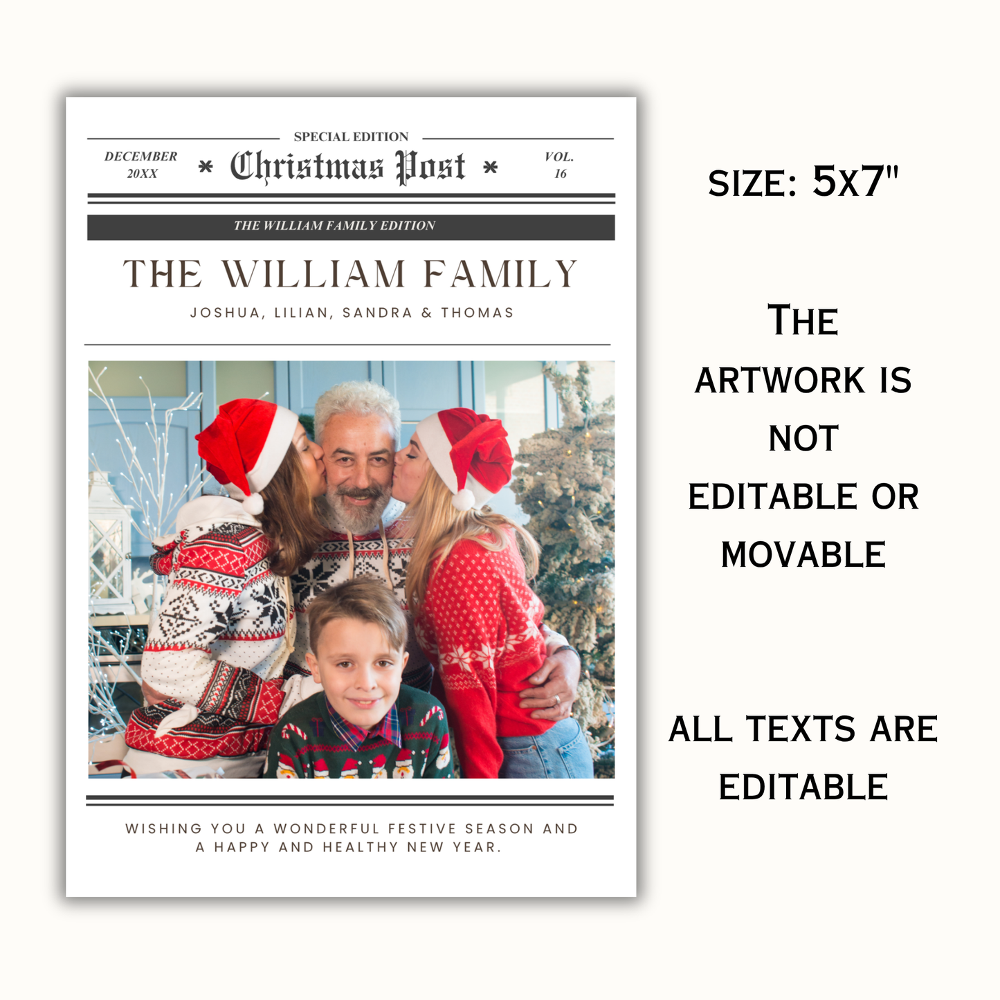 Christmas Newsletter Photo Card Template