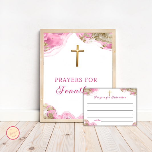 First Communion Prayer Sign and Card - pink