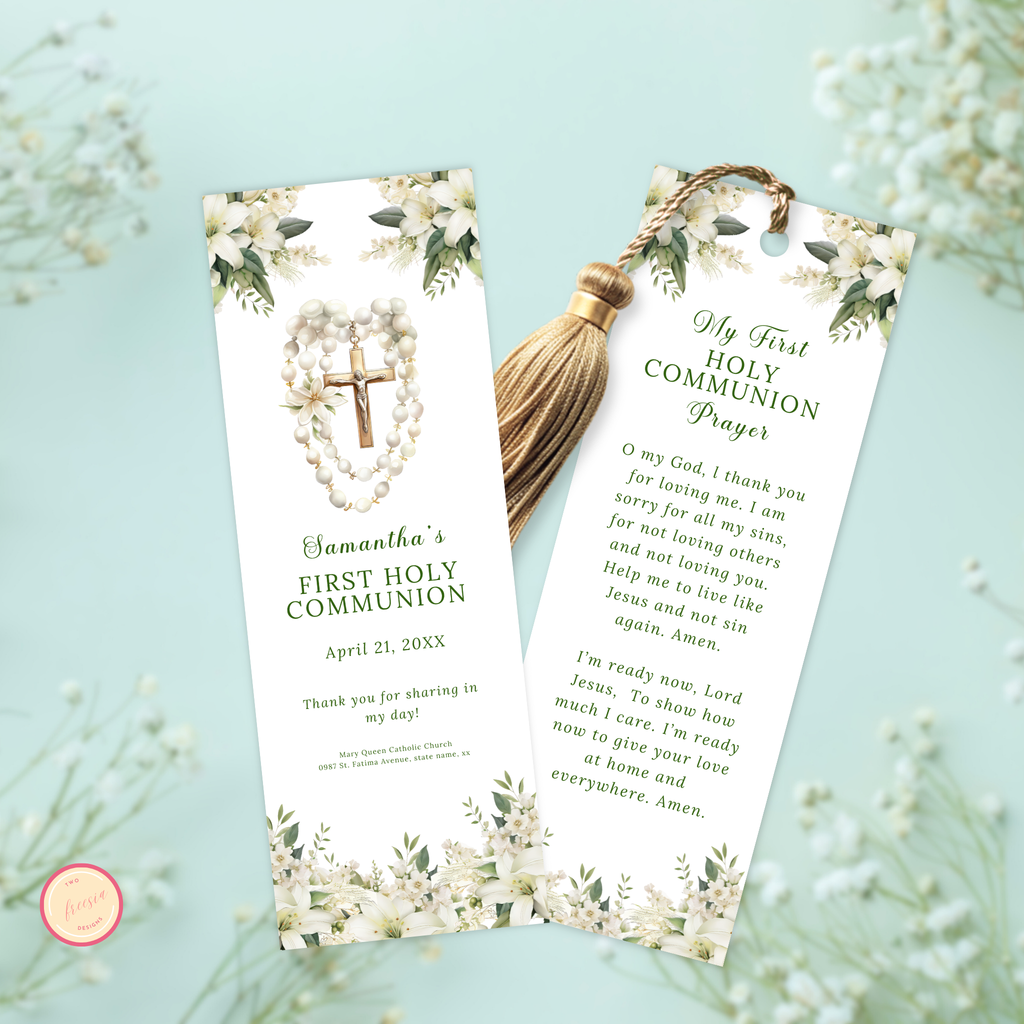 First Holy  Communion Bookmark - Green