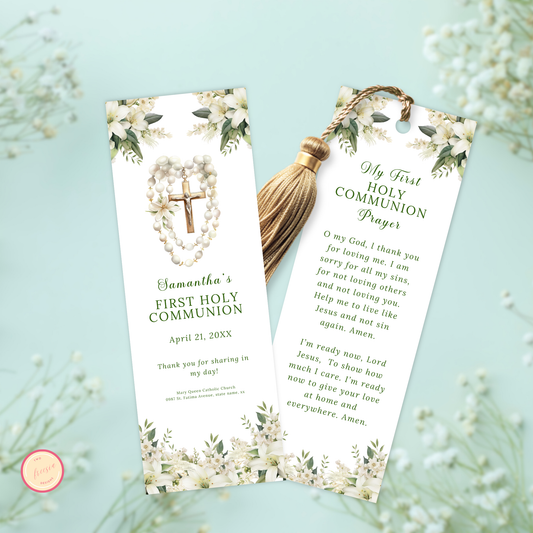 First Holy  Communion Bookmark - Green