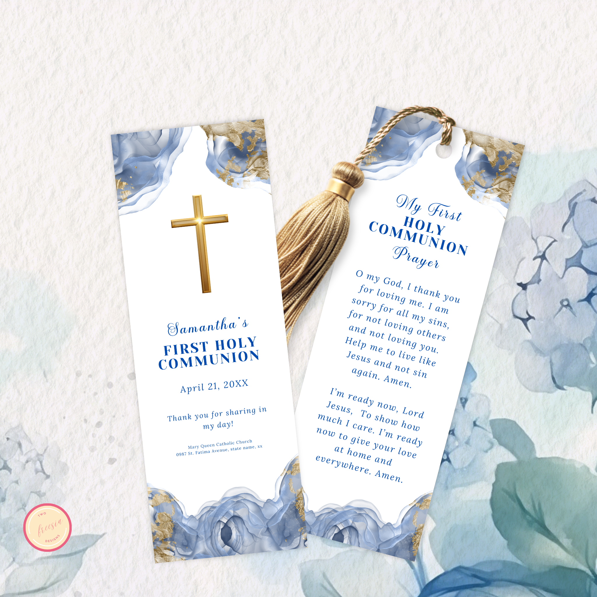 First Holy  Communion  Bookmark - Blue