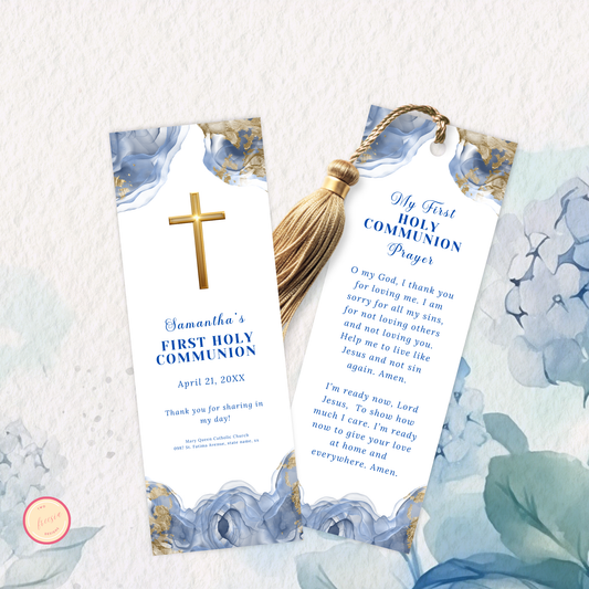 First Holy  Communion  Bookmark - Blue