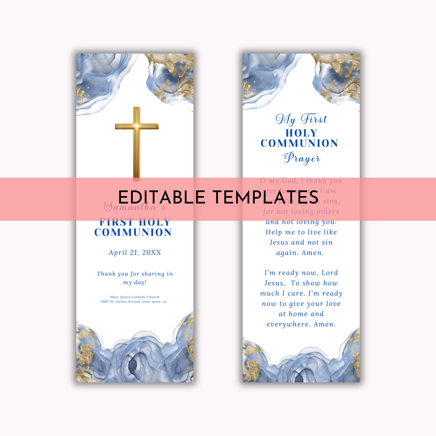 First Holy  Communion  Bookmark - Blue