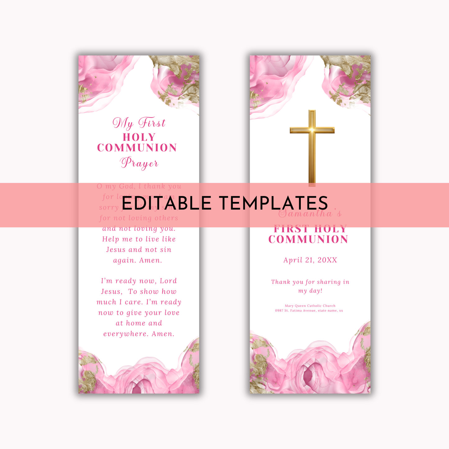 First Holy Communion  Bookmark - Pink