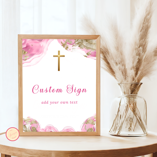 First Holy Communion Custom Sign - Pink