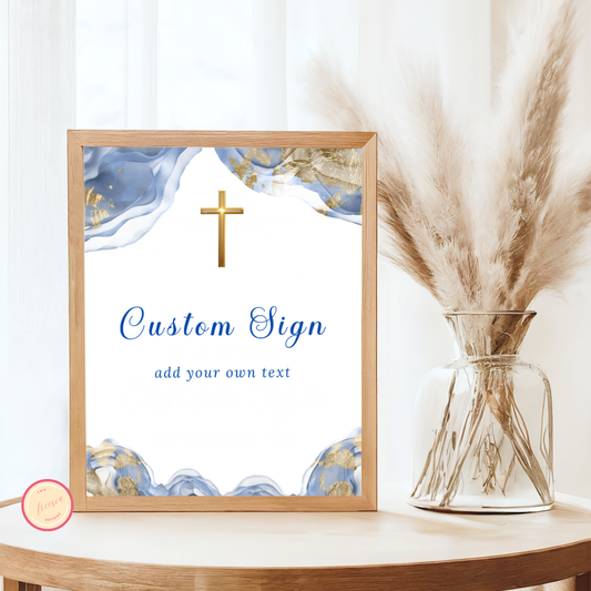 First Holy Communion Custom Sign - Blue