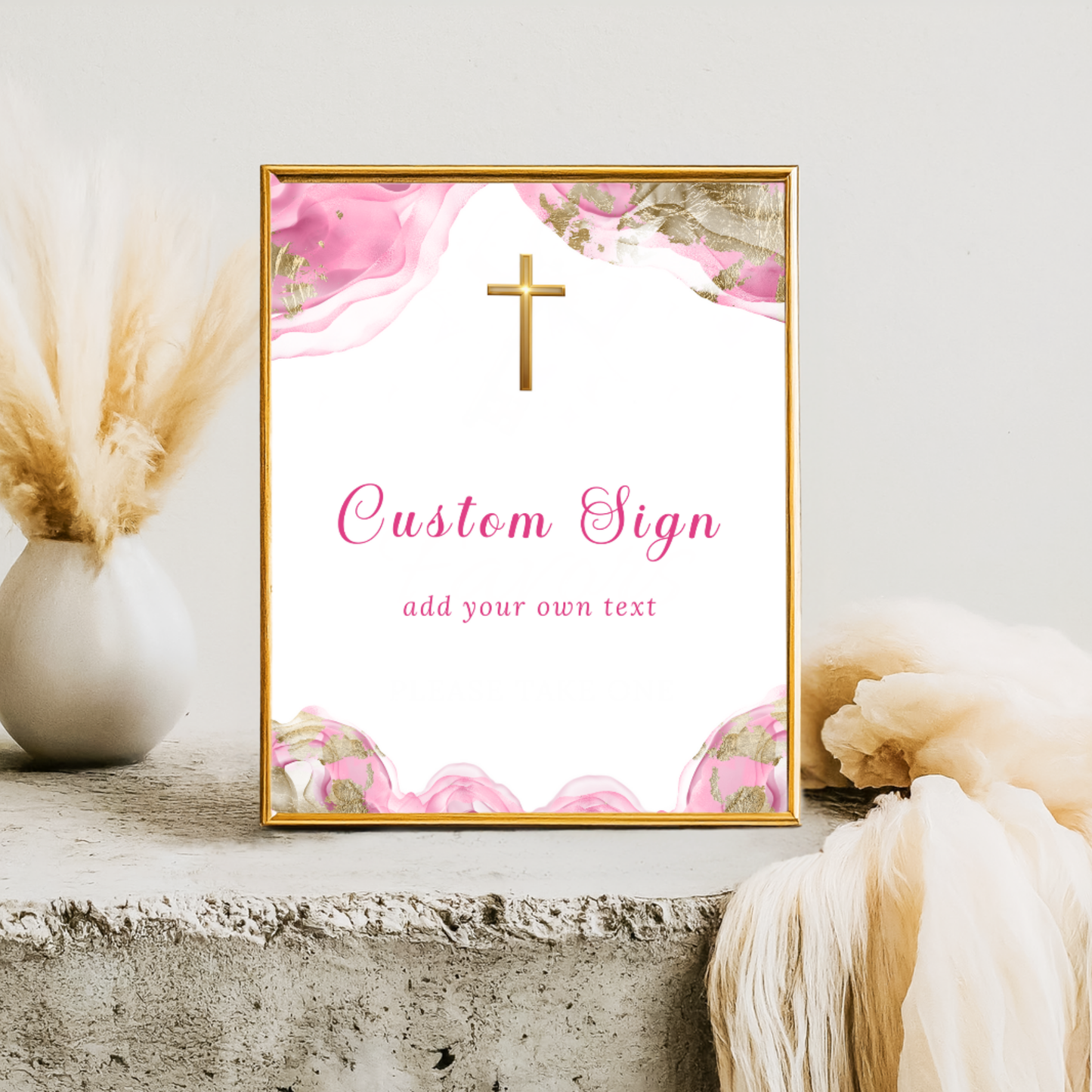 First Holy Communion Custom Sign - Pink